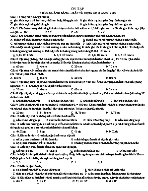 Bài tập trắc nghiệm môn Vật lý Lớp 11 Khúc xạ ánh sáng - Mắt và dụng cụ quang học